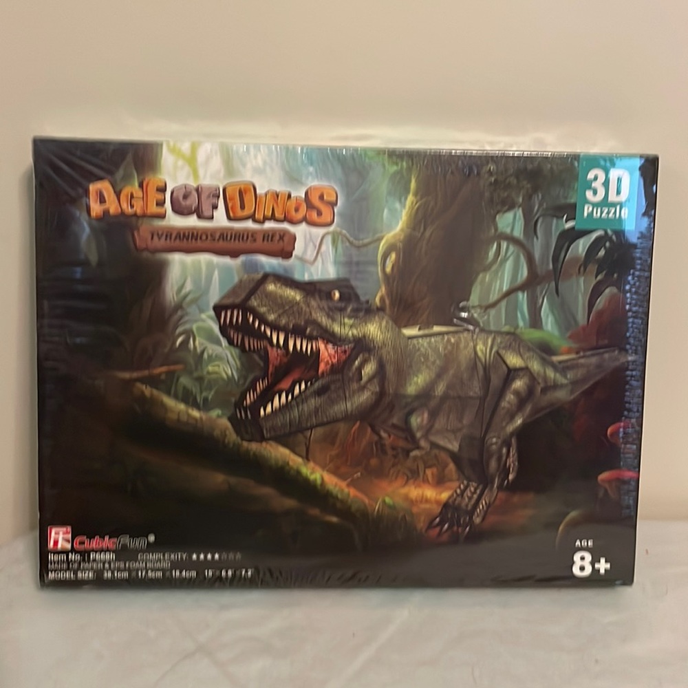 NIB Cubic Fun Age of Dinos Tyrannosaurus Rex 3D Puzzle 15” x 6.8” x 7.2”
